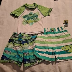 Al & Ray 3 piece boys 3T swim bundle 2 euc, 1 nwt